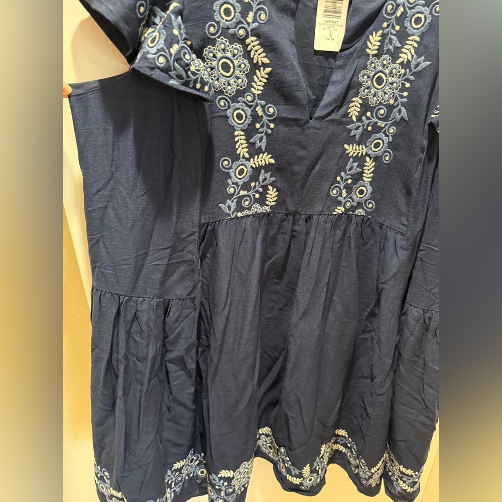 NWT 1X Torrid Belle Isle Navy Blue flutter sleeve trapeze embroidered dress NEW - Picture 8 of 14